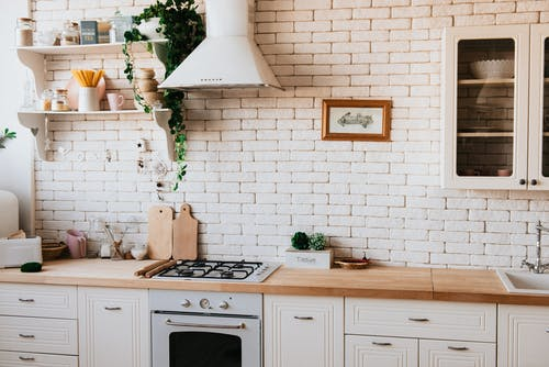 Wooden storage cabinets for kitchen.