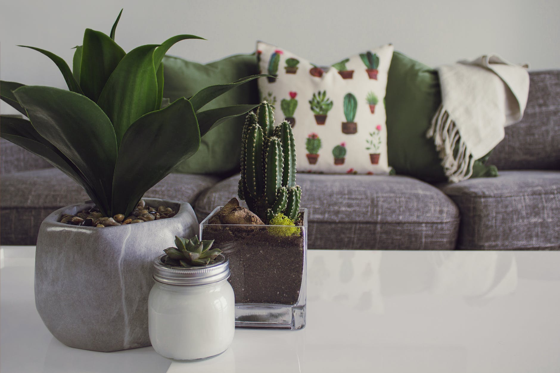 Living room with popping, green pieces