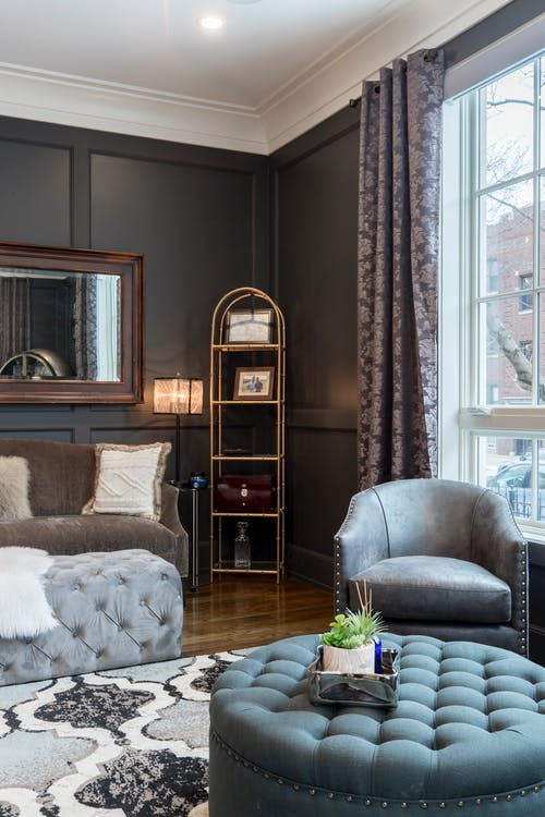 Leather tub chair in living room